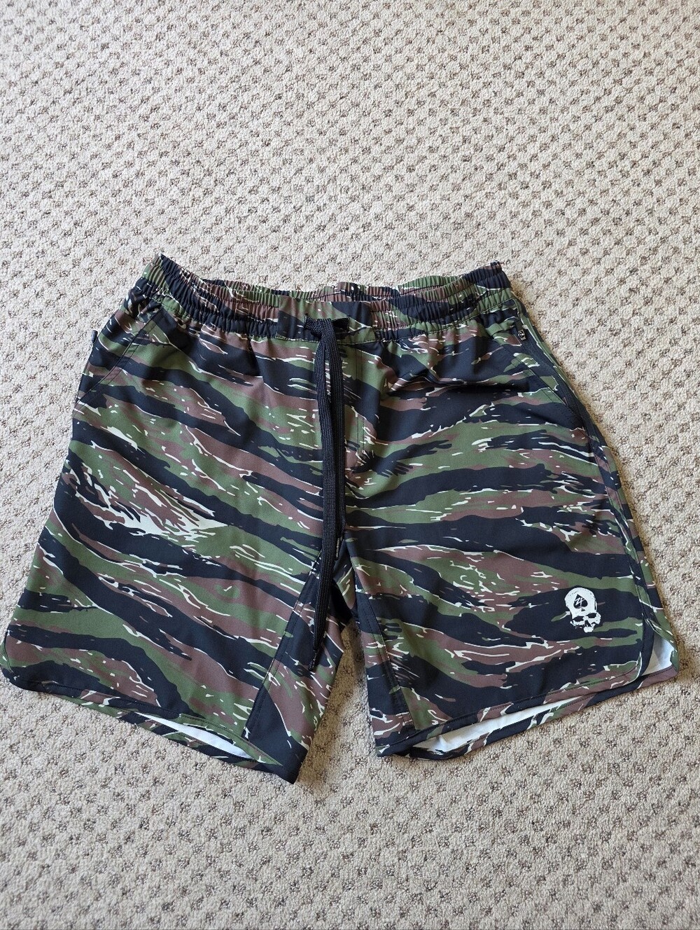 Zero Foxtrot Camouflage Athletic Shorts with Skull Logo - Green
